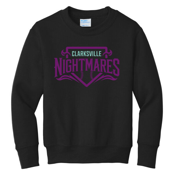 Clarksville Nightmares + Custom Names  - Youth Core Fleece Crewneck Sweatshirt Thumbnail